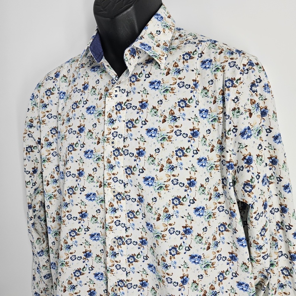 Nick Graham Stretch Modern Fit LS Button Up Floral Shirt Men's Size 15.5 X 34-35